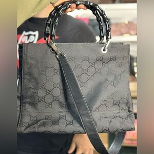 Gucci Black on Black Tom Ford Era 2 Way Bamboo Bag